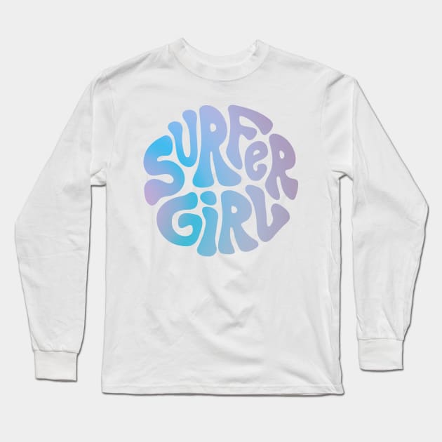 Surfer Girl Retro Logo - Purple and Blue Long Sleeve T-Shirt by tarynosaurus